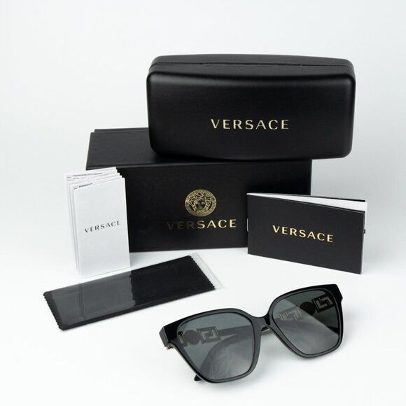 NEW Versace VE4471B GB1/87 Black Dark Grey Square Women Sunglasses VE 4471B